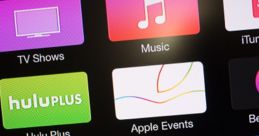 Streaming app icons including Hulu Plus, HBO GO, and Showtime Anytime on a smart TV interface for entertainment.