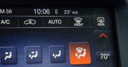 Dashboard climate control display showing options for air conditioning and seat heating in a car.