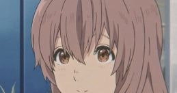 Cute anime girl with long hair, warm brown eyes, smiling gently, perfect for an English voice acting character demo.