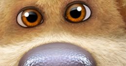 Close-up of a cute animated bear face with expressive eyes, perfect for sharing funny Memes Mp3 moments.
