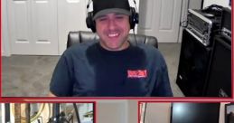 Hosts laughing and discussing topics during an episode of the Making Laps Podcast, featuring multiple microphones and screens.
