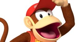 Diddy Kong strikes a playful pose, showcasing his red cap and star shirt, representing fun in the Nintendo game universe.