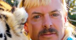 Portrait of a man with a tiger, showcasing the captivating world of exotic animals featured in "Tiger King.