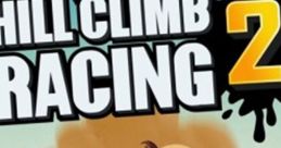 Cartoon character driving a red jeep in Hill Climb Racing 2, navigating through dust and obstacles in a mobile game.