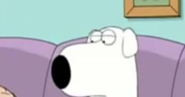 Stewie and Brian from Family Guy share a moment, featuring Cool Whip and pie on a couch in their living room.
