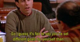 Jerry Seinfeld humorously compares personal goals to great historical figures in this classic sitcom moment.