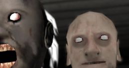 Close-up of eerie characters from Granny: Chapter Two, featuring unsettling facial expressions and a dark atmosphere.