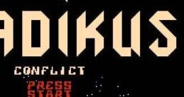 Classic arcade game screen featuring "The P'radikus Conflict," highlighting start instructions and high score zone.