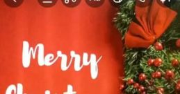 Cheerful Christmas greeting with "Merry Christmas" text and holiday wreath, capturing festive spirit and joy.