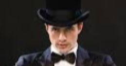 Elegant magician in top hat performing a spellbinding trick with a magical glow, captivating the audience's attention.