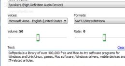 Text-to-speech software interface displaying audio output settings and voice options, ideal for enhancing accessibility and usability.