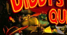 Cover art for "Diddy's Kong Quest," showcasing Diddy Kong with treasure, celebrating the classic SNES video game.