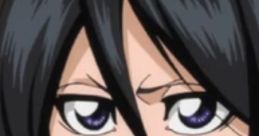 Rukia Kuchiki from Bleach with intense expression, showcasing her character's strength and determination.