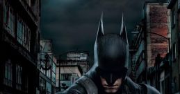 Dark and brooding Batman in a shadowy alley under a full moon, showcasing his iconic suit and intense presence.