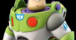 Buzz Lightyear stands confidently in his iconic space suit, ready for adventure with a friendly smirk.