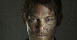 Daryl Dixon with a rugged look, showing intensity and determination in a survival-themed setting.