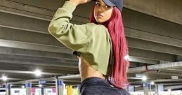 Athletic woman in stylish activewear showcasing curves in a parking garage setting, exuding confidence and strength.