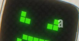 Green pixelated face on a vintage computer screen, symbolizing a "Fatal Error Distorted Computer Voice.