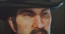 Detailed portrait of Dutch Van Der Linde, featuring his signature hat and intense expression, capturing his iconic outlaw persona.