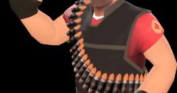 Heavy from TF2 waves, showcasing his iconic minigun ammo belt and strong physique, embodying the game's unique character design.