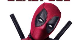 Deadpool creates a heart shape with his hands, promoting love and humor for Valentine's Day, in a playful Marvel-themed poster.