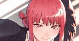 Makima from Chainsaw Man poses confidently in a stylish outfit, showcasing her striking pink hair and captivating gaze.