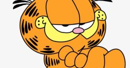 Garfield, the iconic lazy orange cat, strikes a confident pose with a cheeky grin, showcasing his playful personality.