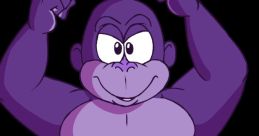 Purple cartoon gorilla flexing its muscles, representing Bonzi Buddy's playful persona and nostalgic appeal from the early internet.