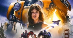 Bumblebee movie poster featuring the Transformer, a young girl, and iconic San Francisco landmarks, releasing in Dolby Cinema.