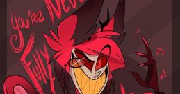 Adam from Hazbin Hotel exudes charm with his vibrant red outfit and playful expression, embodying the phrase "Always wear a smile.