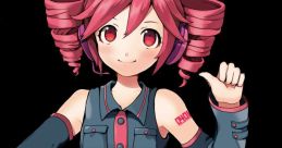 Kasane Teto poses cheerfully, showcasing her distinctive pink hair and fashionable outfit inspired by anime style.