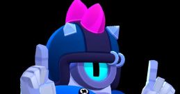 Stu from Brawl Stars, sporting a punk outfit with a pink bow, showing a confident pose and cool attitude.