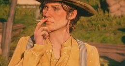 Sadie Adler stands outdoors, wearing a yellow shirt and hat, exuding confidence with a cigarette in hand.