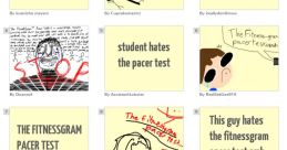 Creative interpretations of the FitnessGram Pacer Test humor, depicting student reactions and experiences.