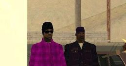 Ballas gang members in Grand Theft Auto: San Andreas, showcasing distinctive styles and urban streetwear fashion.