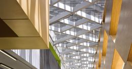 Bright, modern interior of Francis Street Library featuring geometric design and natural light. Aesthetic study space.