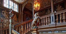 Wooden manor stairs Library