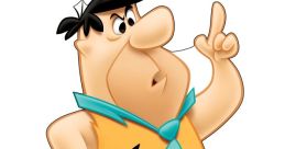 Fred Flintstone, the iconic caveman character, striking a thoughtful pose with his signature orange outfit and blue scarf.