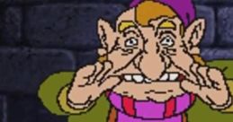 Gnorris from I.M. Meen, a quirky character with a mischievous grin, stands in a dark dungeon setting.