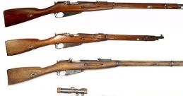Collection of various models of the Short Mosin Nagant rifles showcasing design evolution and wooden finishes.