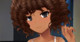 Lola from HuniePop poses playfully in a stylish white bra, showcasing her vibrant personality and unique character design.