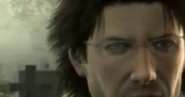 Otacon from MGS4 with a serious expression, featured against a somber background, embodying themes of loss and resilience.