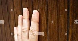 Hand touching wood Library