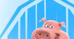 Cheerful pig from Barnyard, showcasing a big smile and playful personality against a bright barn backdrop.