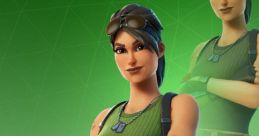 Ramirez from Fortnite in combat gear with a confident pose against a vibrant green background.