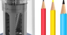 Electric pencil sharpener pencil in and sharpening Library The sharp and mechanical whirring of the electric pencil