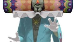 The King of All Cosmos strikes a playful pose, showcasing his signature colorful crown and vibrant katamari roller.