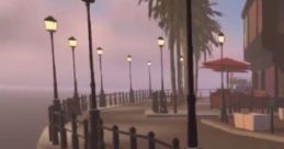 Scenic waterfront with lamp posts and transit system map, capturing the ambiance of Half Life’s Kathy Levin area.