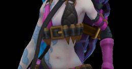 Jinx from League of Legends, featuring her iconic weapons and vibrant blue hair, ready for chaotic gameplay action.