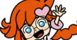 Penny Crygor from Move It! poses cheerfully, showcasing her vibrant orange hair and playful outfit, embodying fun and energy.